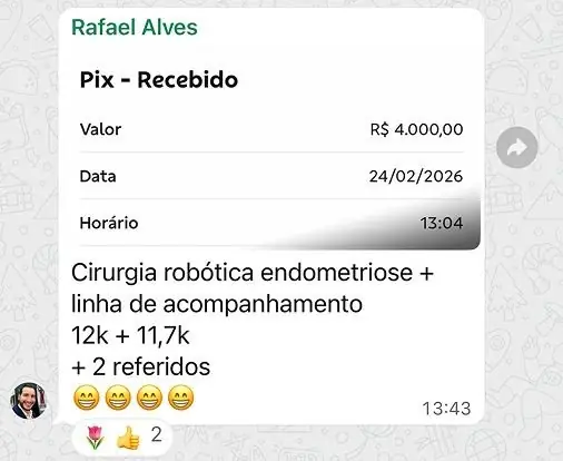 Cirurgia robótica de endometriose mais linha de acompanhamento, 12 mil mais 11,7 mil