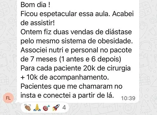 Duas vendas de diástase com o mesmo sistema da obesidade, 20 mil de cirurgia mais 10 mil de acompanhamento